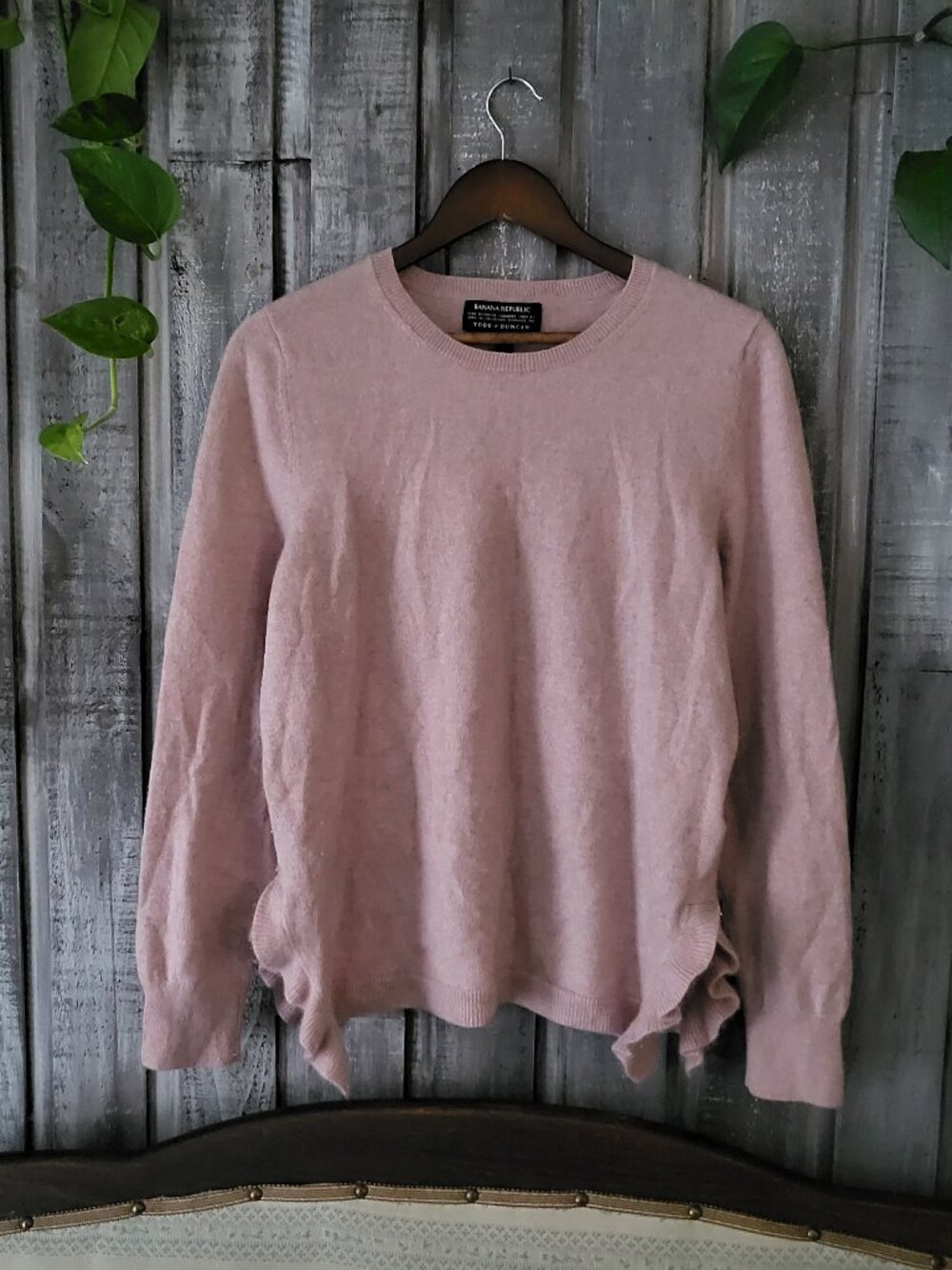 Cashmere Sweater Banana Republic Todd & Duncan Scottish Ruffle Accent Pink XL